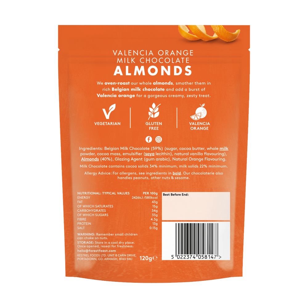 Valencia Orange Milk Chocolate Almonds – Forest Feast